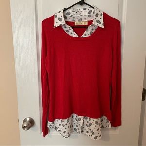 Paisley print layered sweater blouse / work top